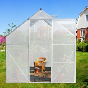 6x8 Hybrid Polycarbonate Greenhouse, 4mm Double-layer Hollow PC Sunshine Board Silver Sunshine Board Flower Room (Color: Silver)