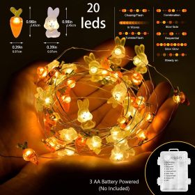 Bunny Carrot String Lights Battery Operated (Color: Carrot Bunny String Lights)