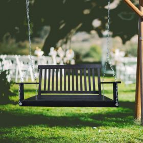 Front Porch Swing with Armrests, Wood Bench Swing with Hanging Chains, for Outdoor Patio ,Garden Yard, porch, backyard, or sunroom,Easy to Assembl (Color: as Pic)