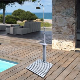 Outdoor Garden Pool Shower with Chassis Board, for Swimming Pool, Patio, Terrace, Garden, Wood (Color: as Pic)