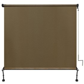 Outdoor Cordless Patio Shade Curtain That Rolls Up, Mocha (Color: Walnut, size: 6 ft x 8ft)