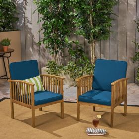 CASA ACACIA CLUB CHAIR (Material: Wood+Waterproof Fabric, Color: Brown+Navy)
