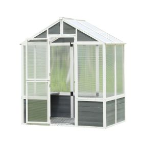 76x48x86 Walk In Polycarbonate Greenhouse For Patio Gardening (Option: Whitegray)